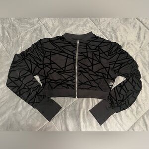 Sheer Cropped Long Sleeve Full Zip Jacket, Size Small, EUC